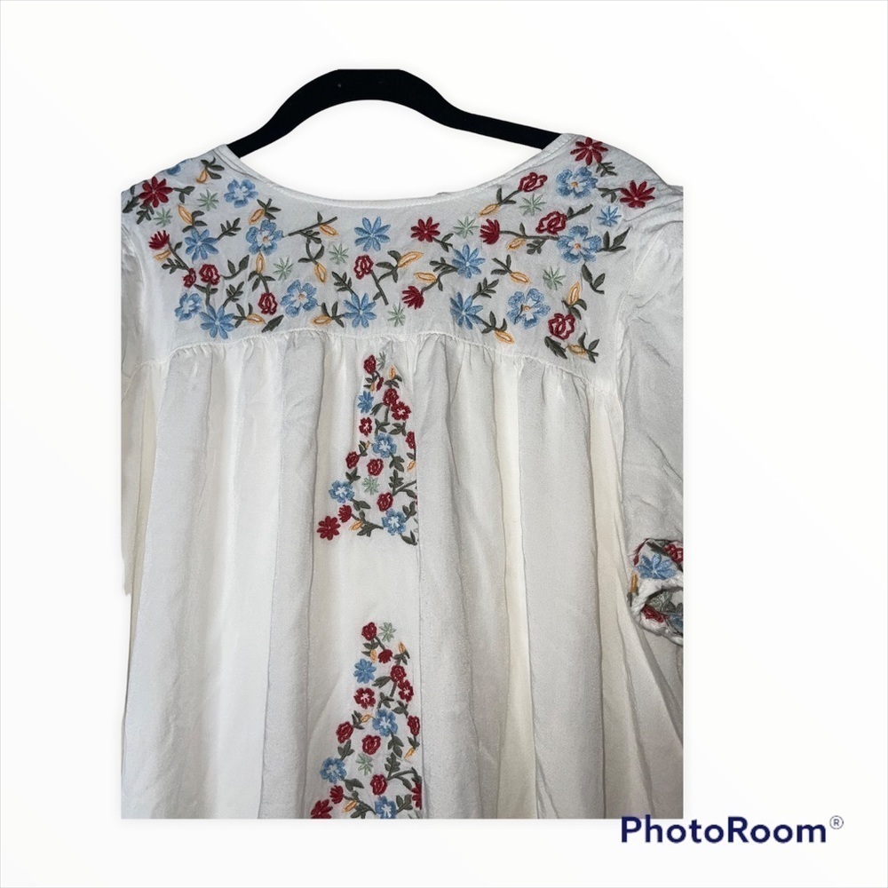 Orange Creek LA White Embroidered Floral Boho Midi Dress Large - Picture 10 of 12